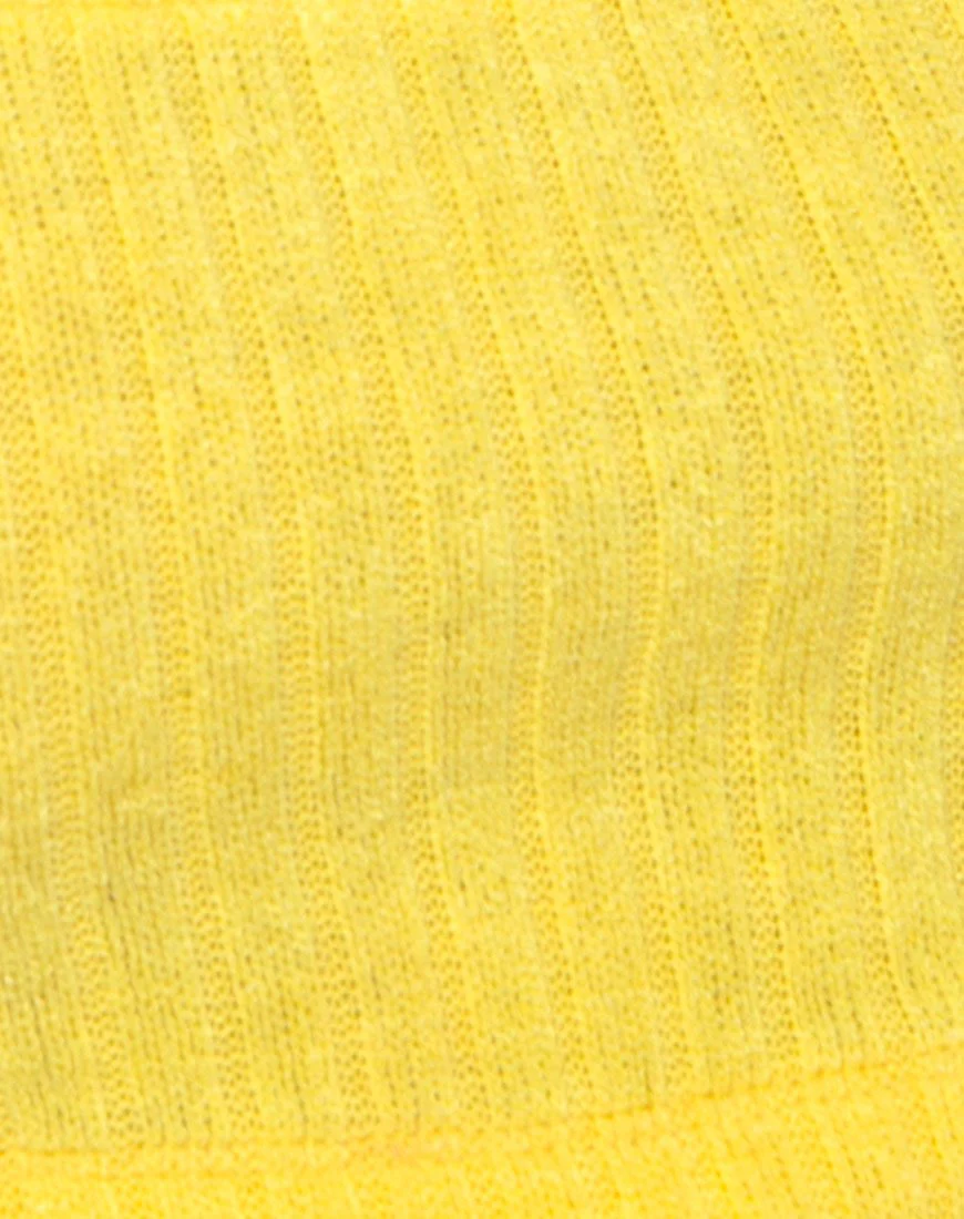 Berries Crop Top in Rib Knit Yellow - Image 4