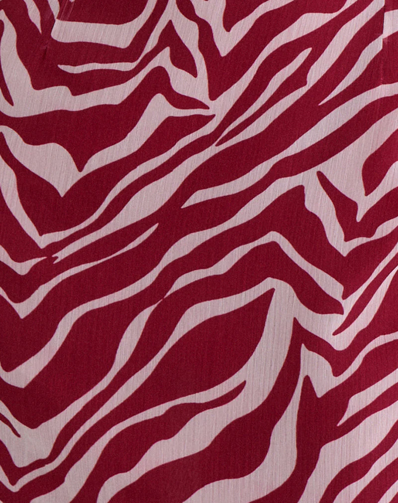 Beyza Halter Mini Dress in Zebra Print Red - Image 5