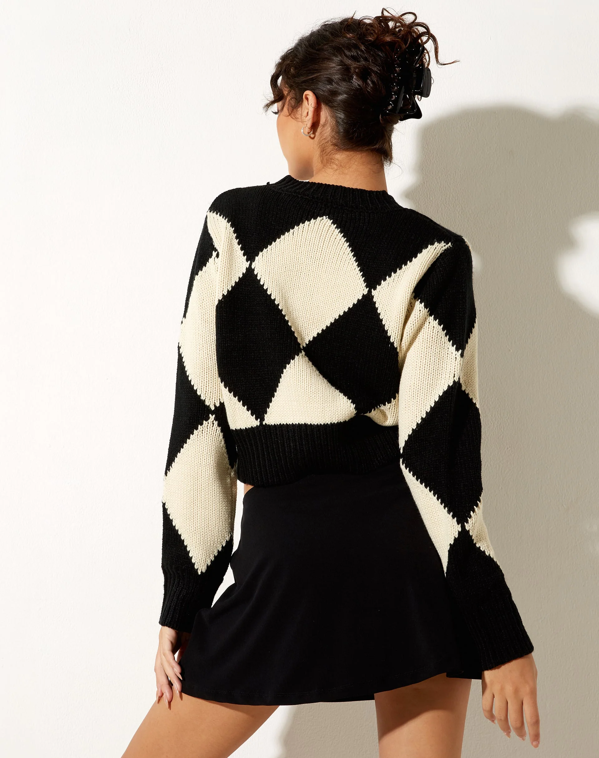 Binda Jumper in Harlequin Black and Off White - Image 2