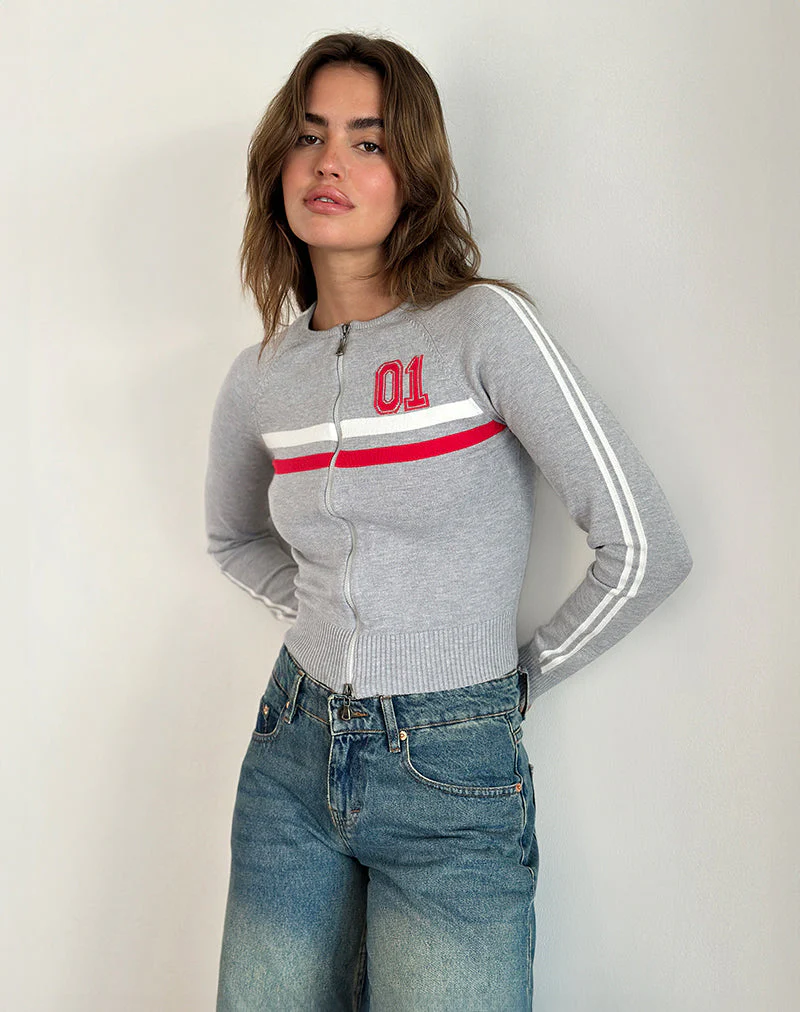Binta Zip Through Jacket in Grey Marl - Image 2