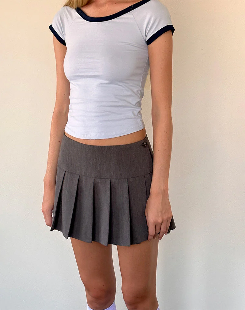 Bitha Top in Powder Blue with Navy Binding - Image 3