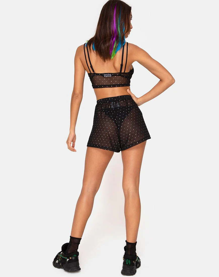 Blink Crop Top in Crystal Net Black - Image 4