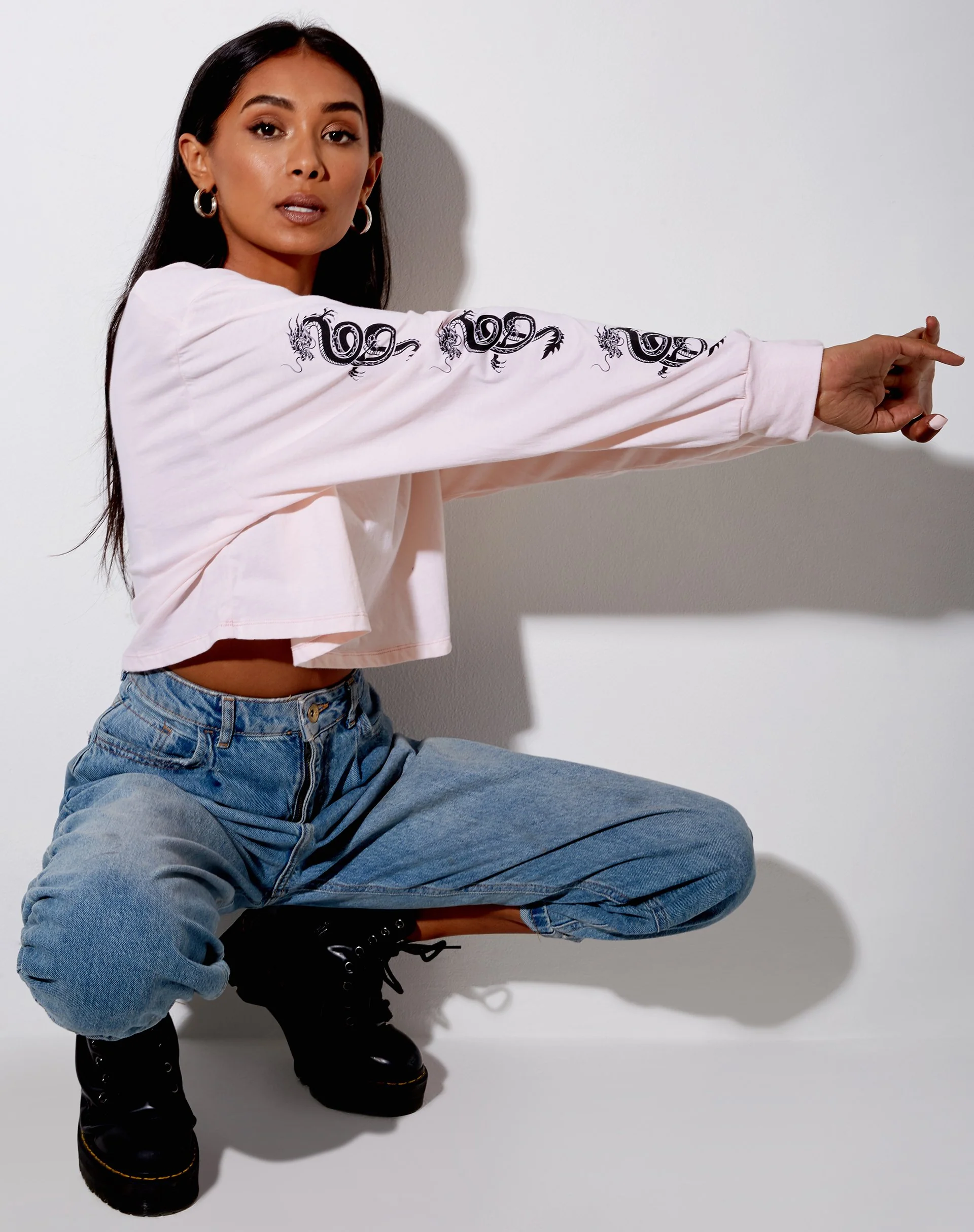 Boli Crop Tee in Blush Pink Dragon - Image 2