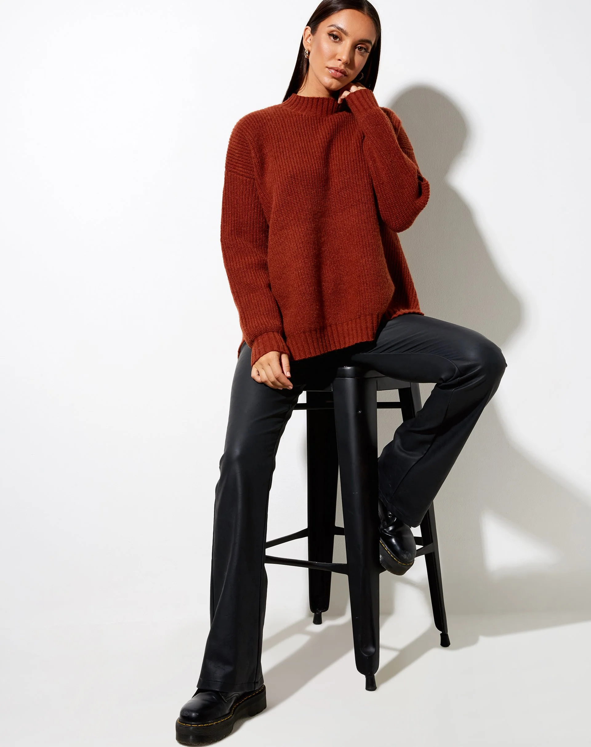 Bondy Jumper in Knit Brick - Image 5