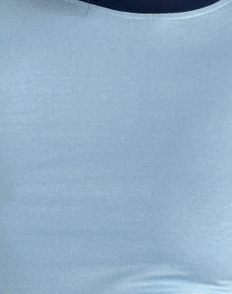 Bonija Long Sleeve Top in Nantucket Blue with Navy Piping and M Embroidery - Image 6