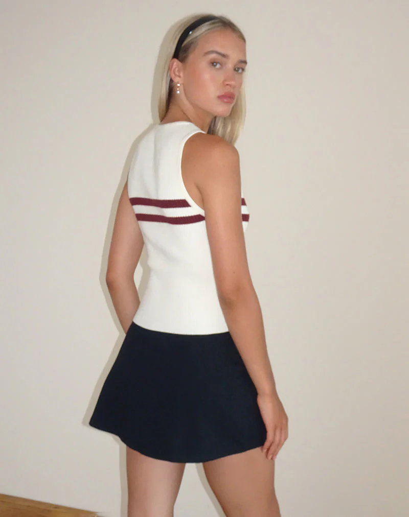 Bonisa Vest Top in Ivory with Red Stripes - Image 4
