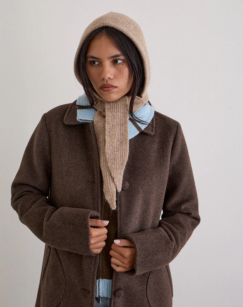 Bonnet Hat in Knit Beige
