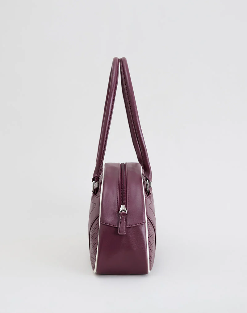 Bowler Bag in Cream and Burgundy - Image 6