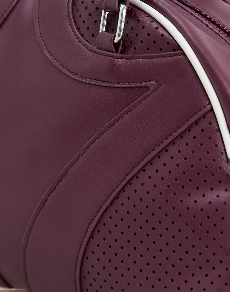 Bowler Bag in Cream and Burgundy - Image 7