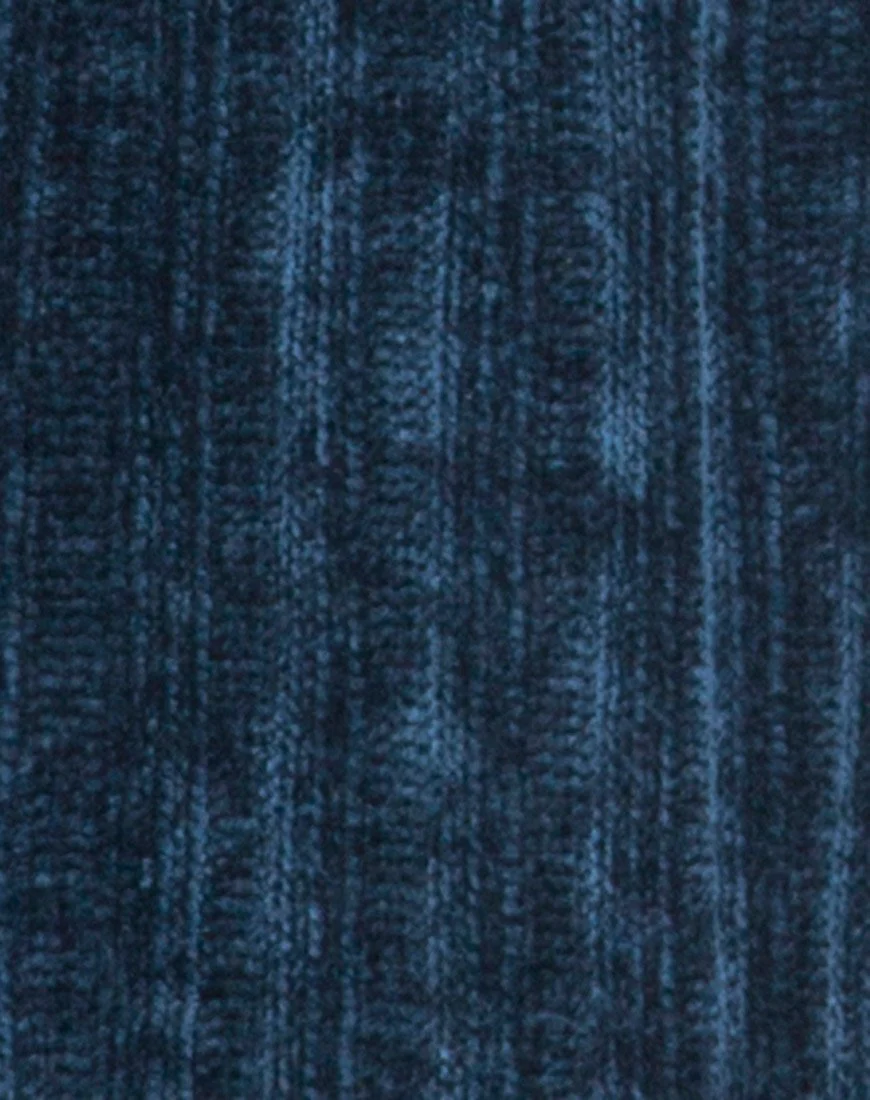 Boyfriend Cardigan in Chenille Blue - Image 5