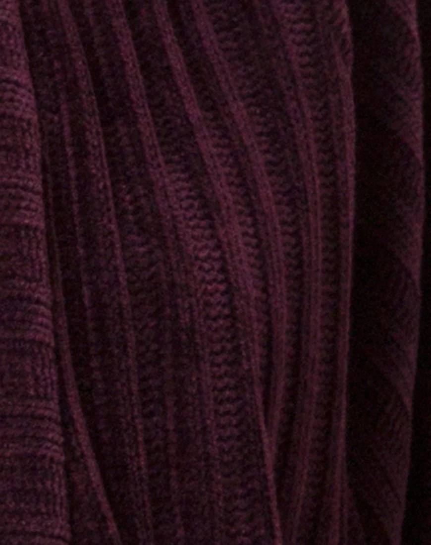 Boyfriend Cardigan in Chenille Plum - Image 5