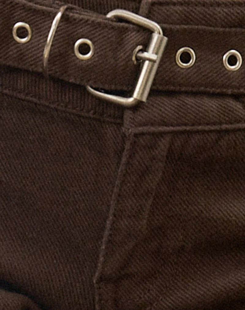 Buckle Flare Trouser in Dark Brown - Image 8