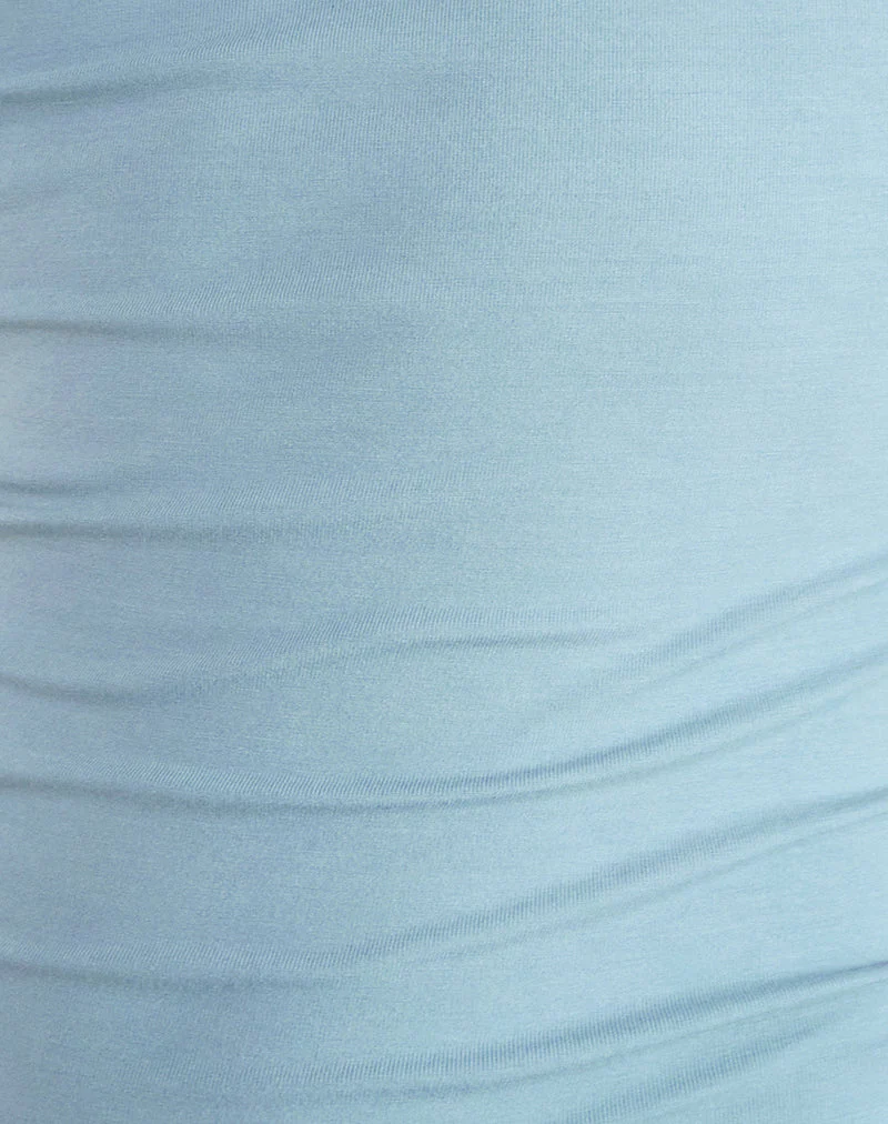 Bunga Flower Cut Out Top in Nantucket Blue with Chocolate Binding - Image 6