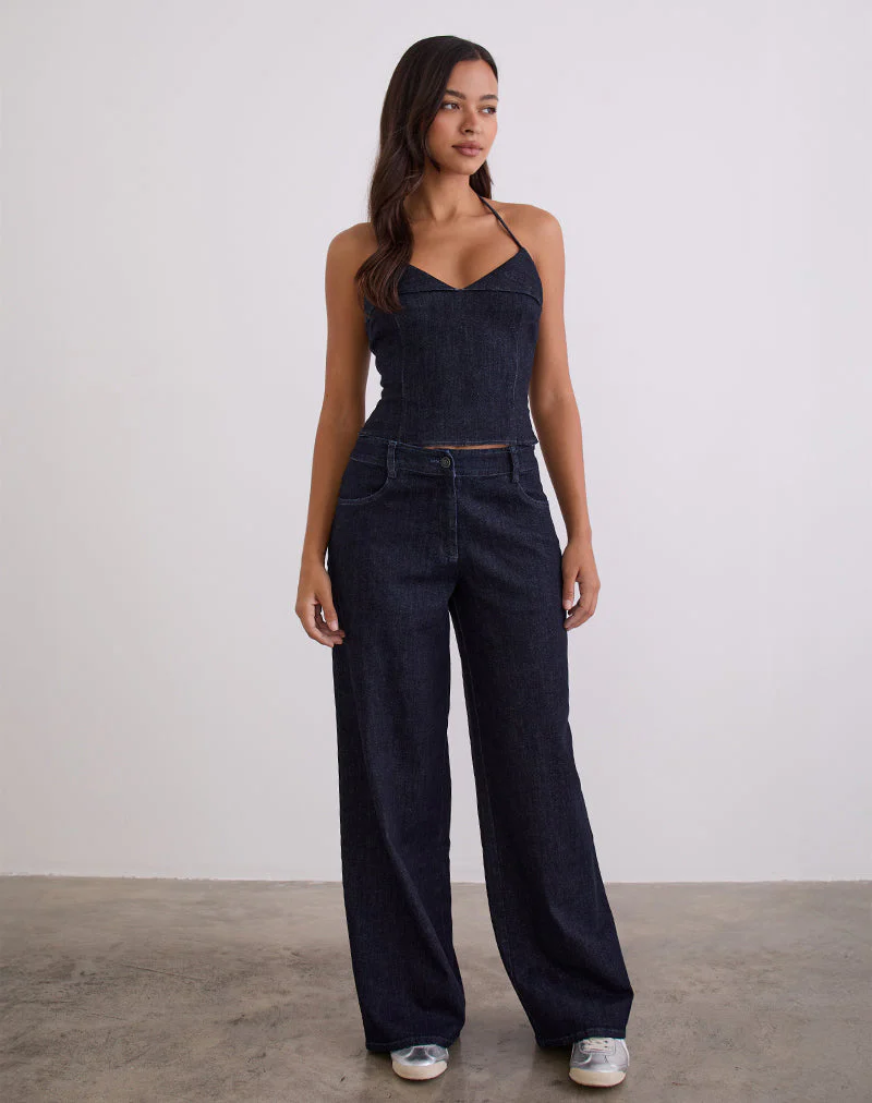 Caira Chambray Halter Top in Indigo - Image 4