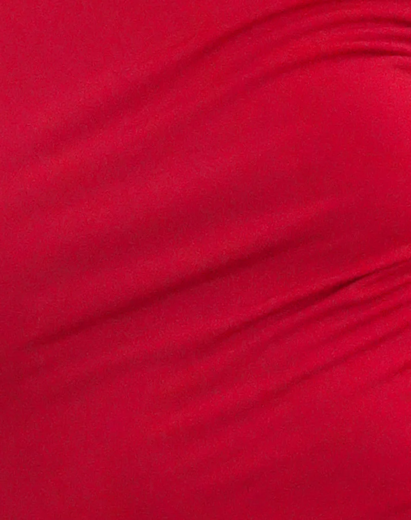 Cairo One Shoulder Long Sleeve Top in Red - Image 6