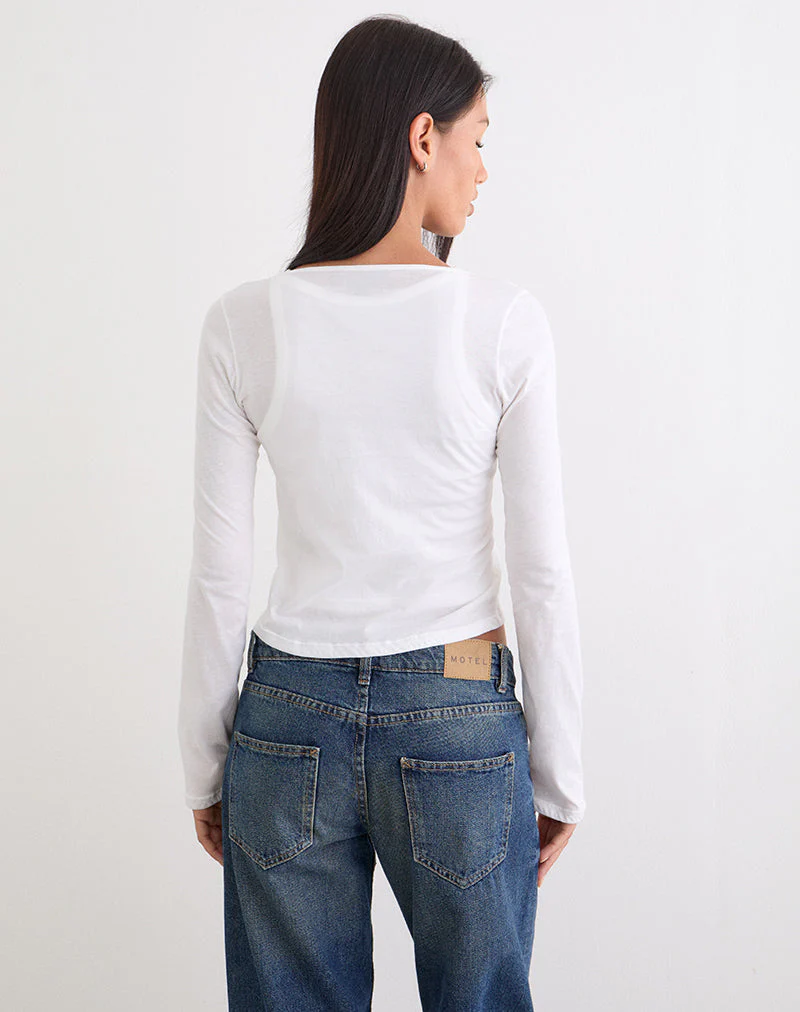 Cak Long Sleeve Top in Tissue Jersey White - Image 4