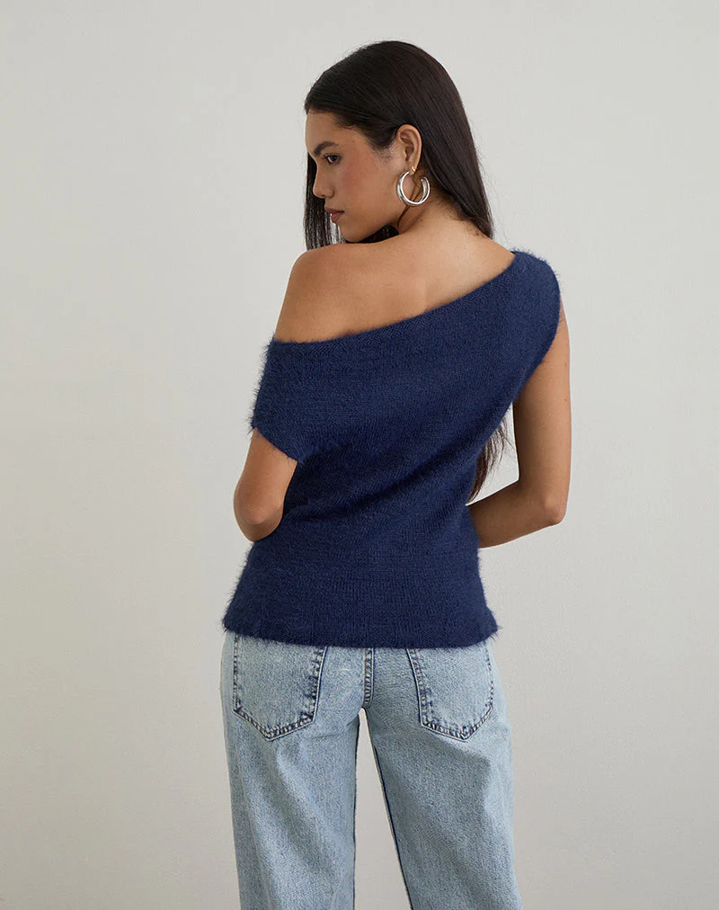 Calyce Top in Fluffy Knit Navy - Image 5