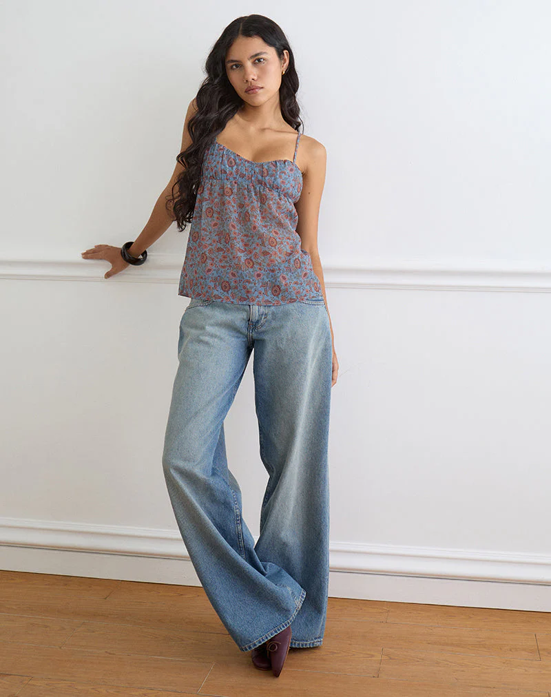 Camden Cami Top in Shadow Blossom Blue Chiffon - Image 2