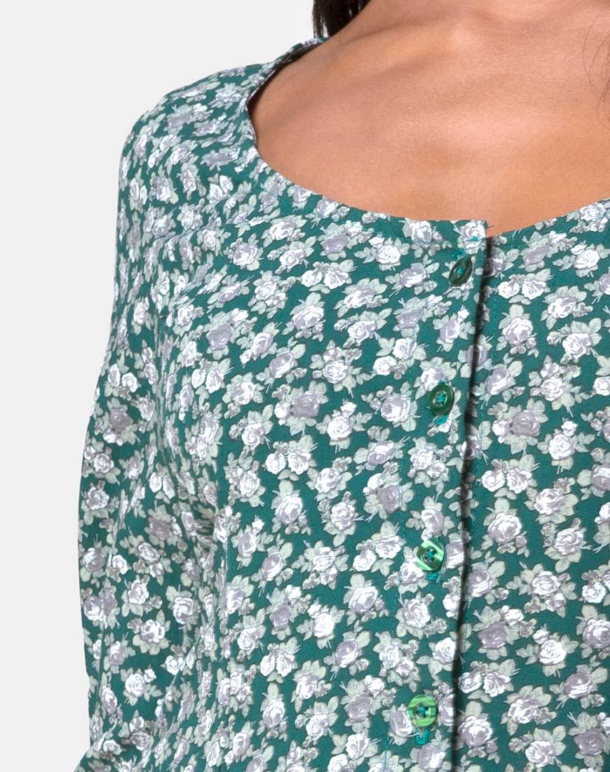 Camdy Dress in Floral Bloom Green - Image 5