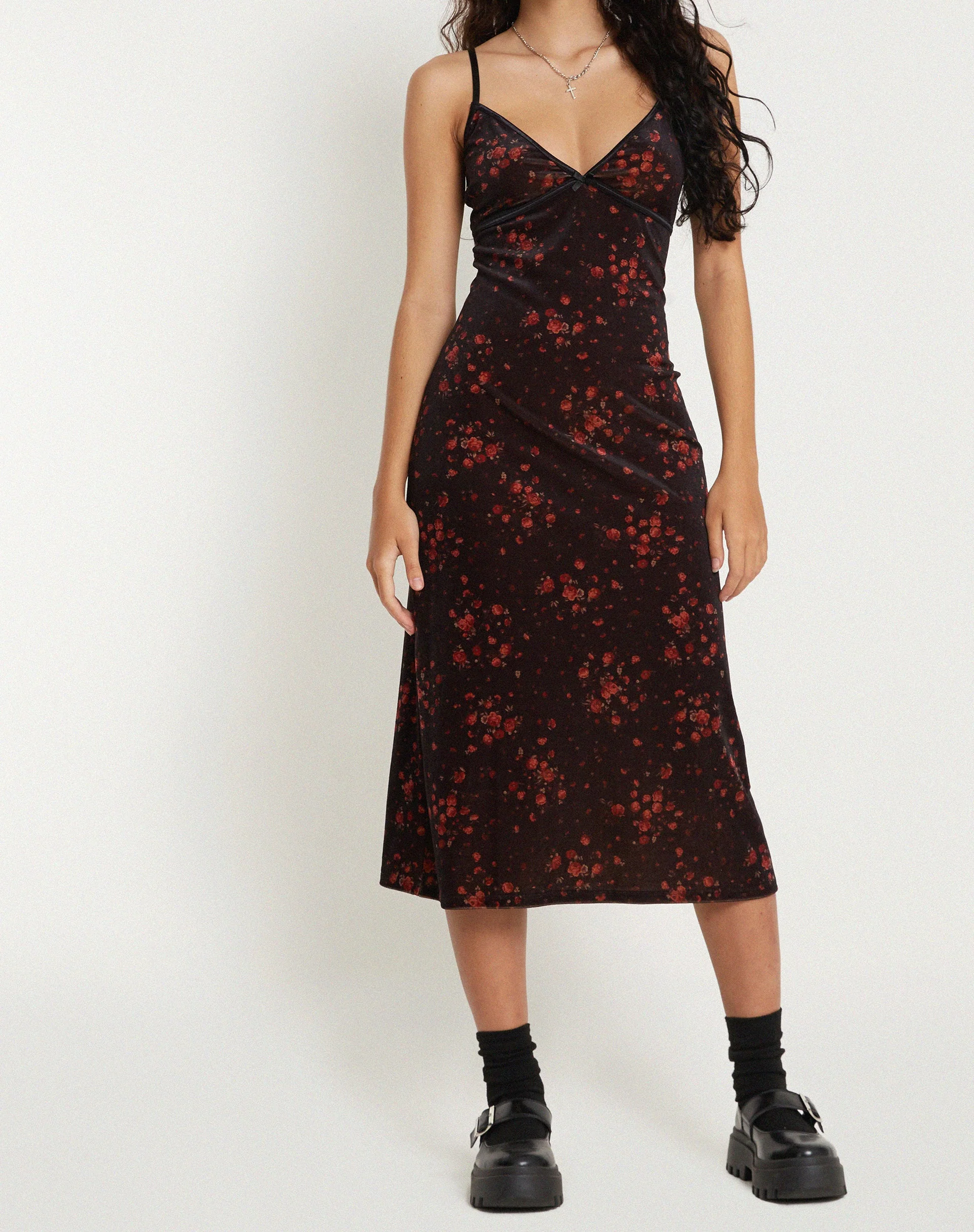 Camelia Maxi Dress in Rose Cluster Velvet - Image 4