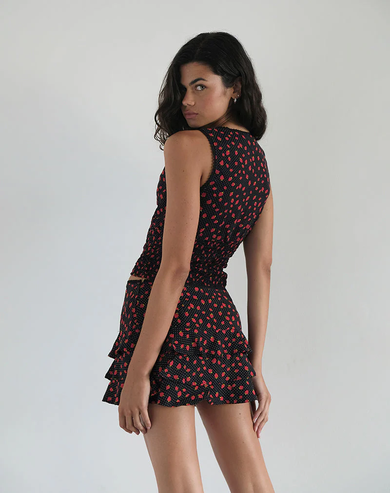 Camigi Mini Skirt in Strawberry Polka Black - Image 5