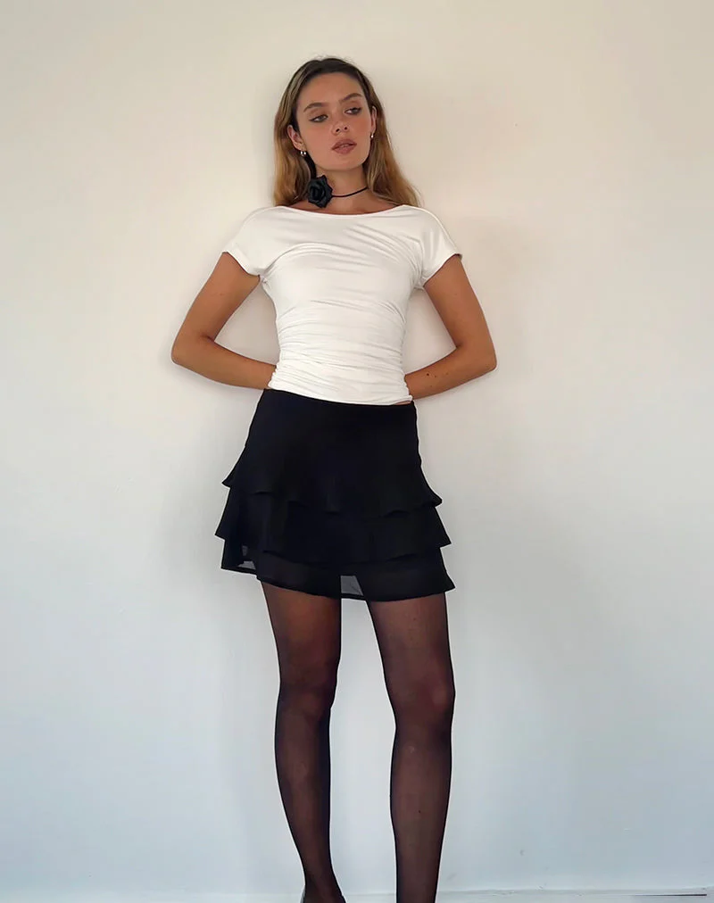 Camigo Ruffle Mini Skirt in Black - Image 4