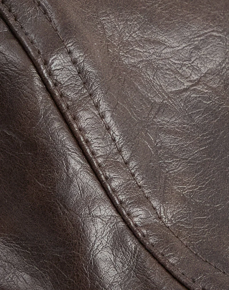 Flat Cap in PU Dark Brown - Image 5