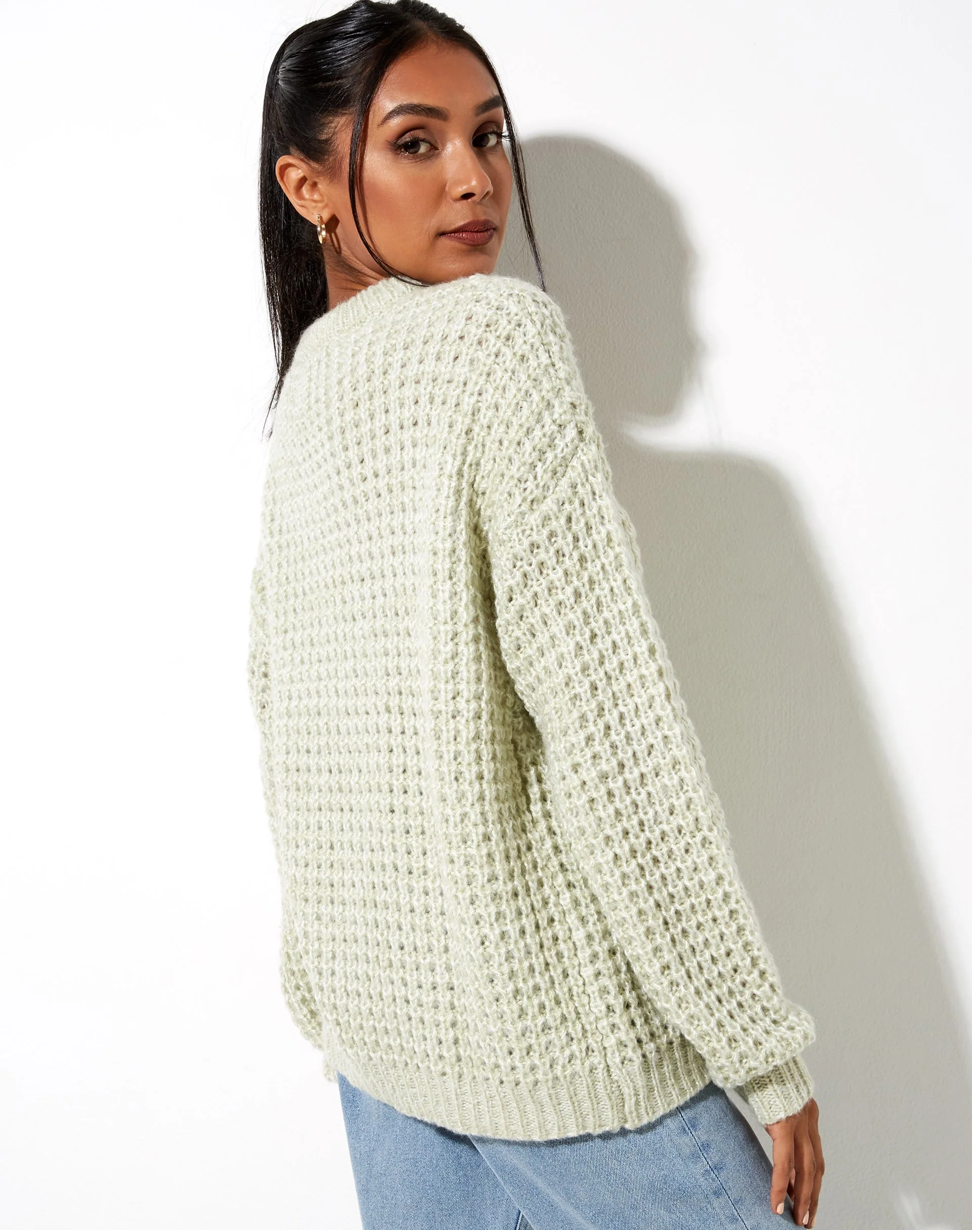 Caribou Jumper in Chunky Knit Mint - Image 2