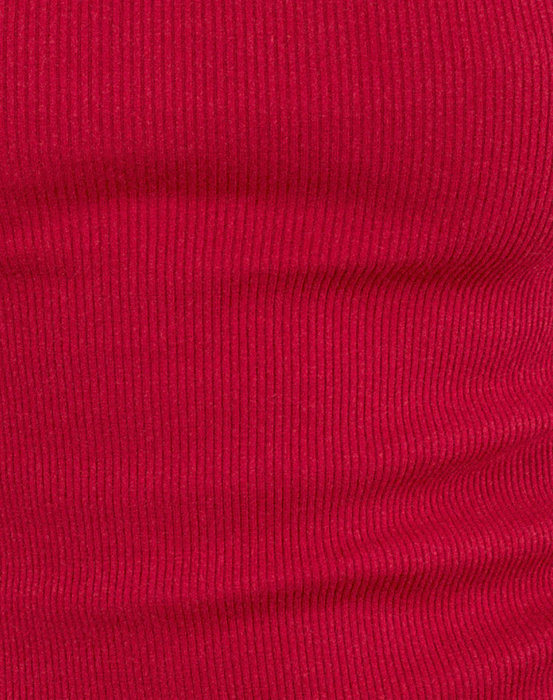 Cariter Racer Vest Top in Ribbed Adrenaline Red - Image 6