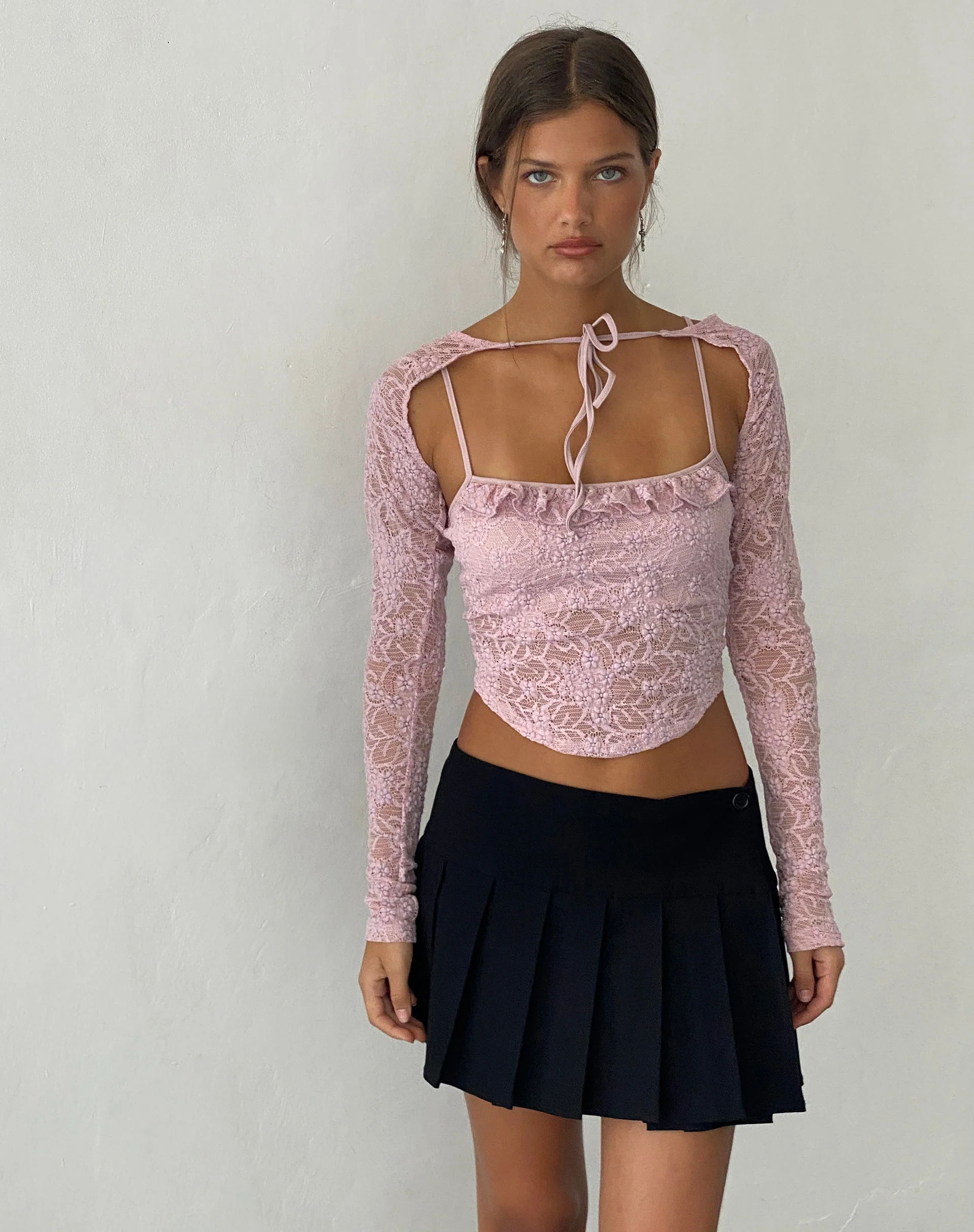 Carlina Cami and Shrug Set in Lace Pink - Image 2