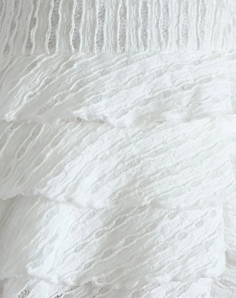 Carlota Mini Skirt in Crinkle White - Image 6