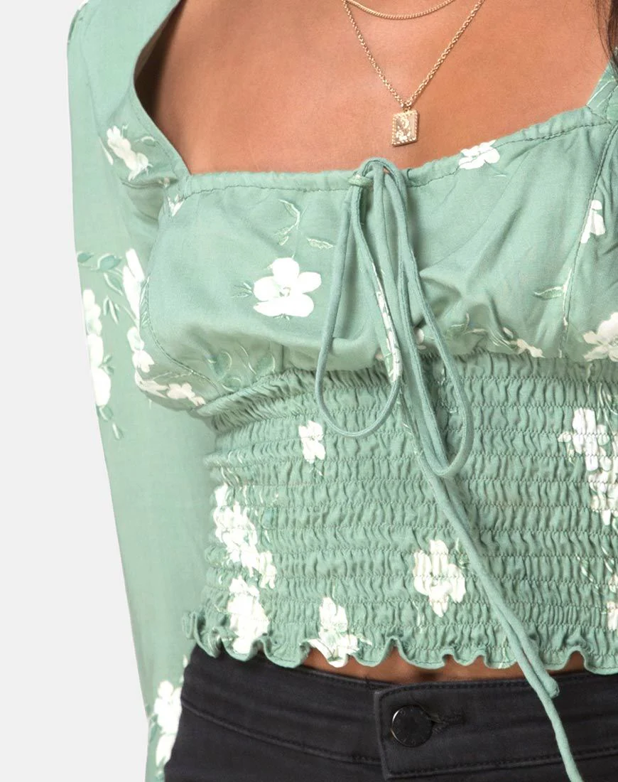 Carmen Top in Mono Flower Green - Image 5