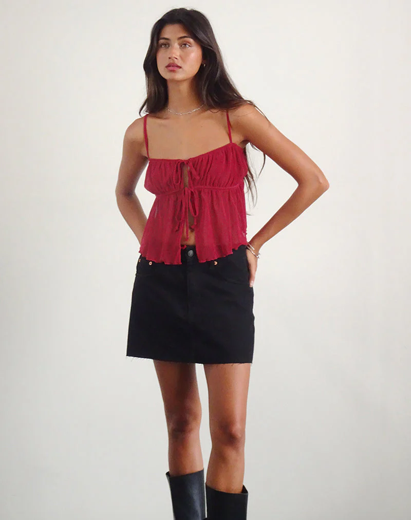 Carmina Cami Top in Mesh Cherry - Image 5