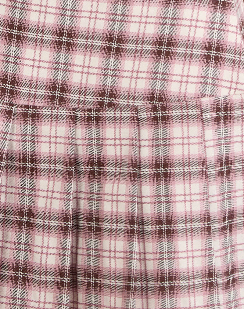 Casini Mini Pleated Micro Skirt in Pink Check - Image 7