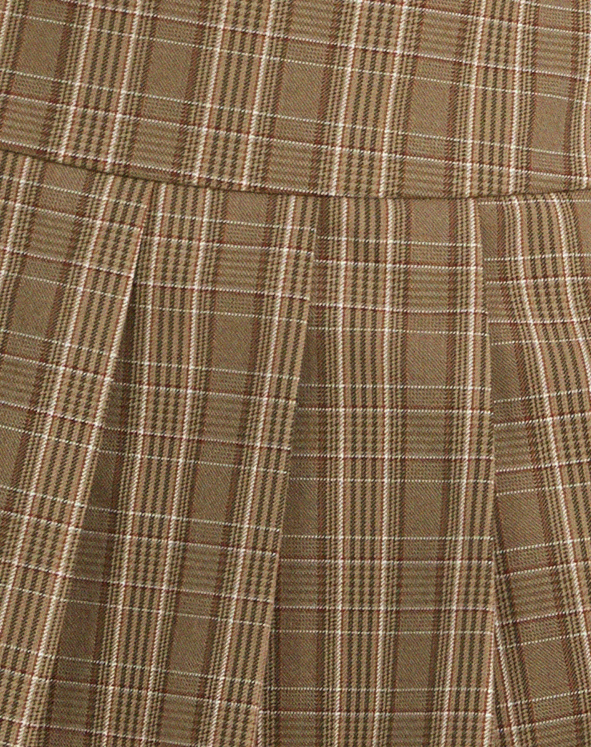 Casini Pleated Micro Skirt in Check Brown - Image 7