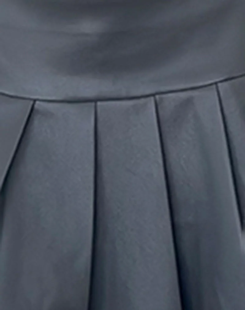 Casini Pleated Micro Skirt in PU Slate Grey - Image 6
