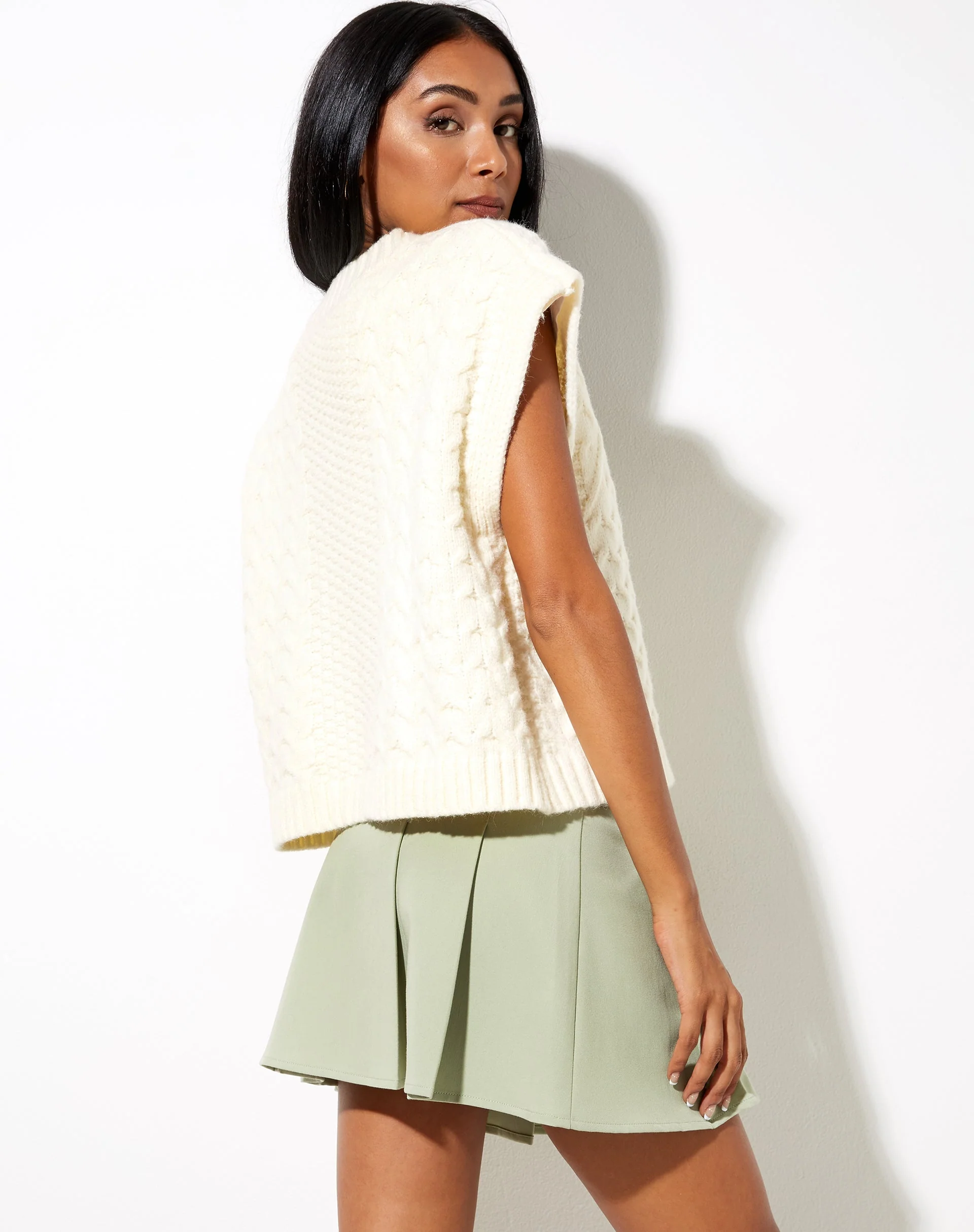 Cassia Pleated Skirt in Sage - Image 2