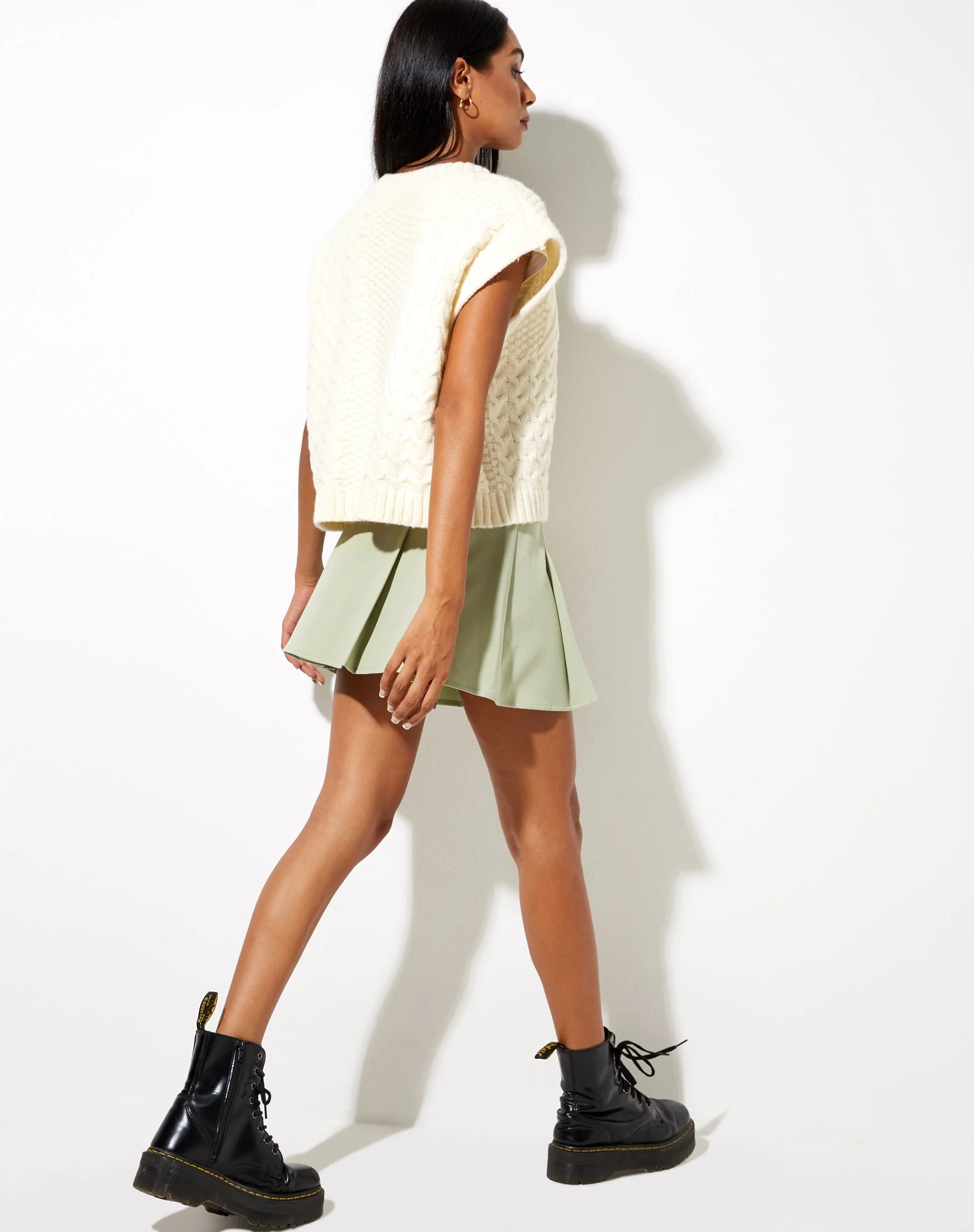 Cassia Pleated Skirt in Sage - Image 4