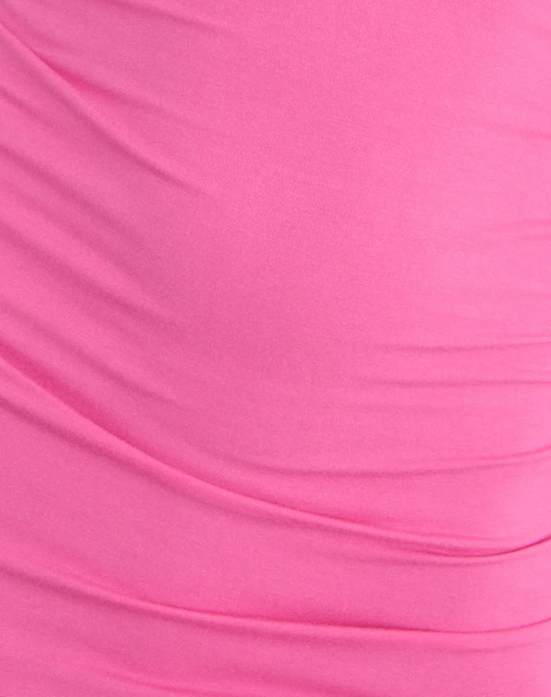 Cauaria Mini Dress in Rayon Jersey Deep Pink - Image 6