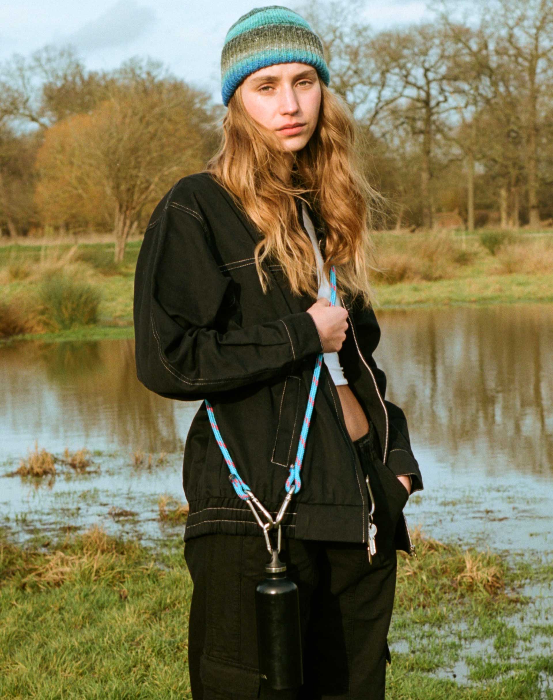 Cavitana Jacket in Black with White Top Stitch - Image 2