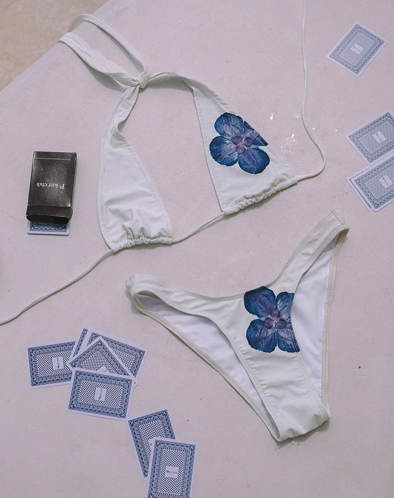 Cerry Bikini Top in Ivory with Blue Orchid - Image 6