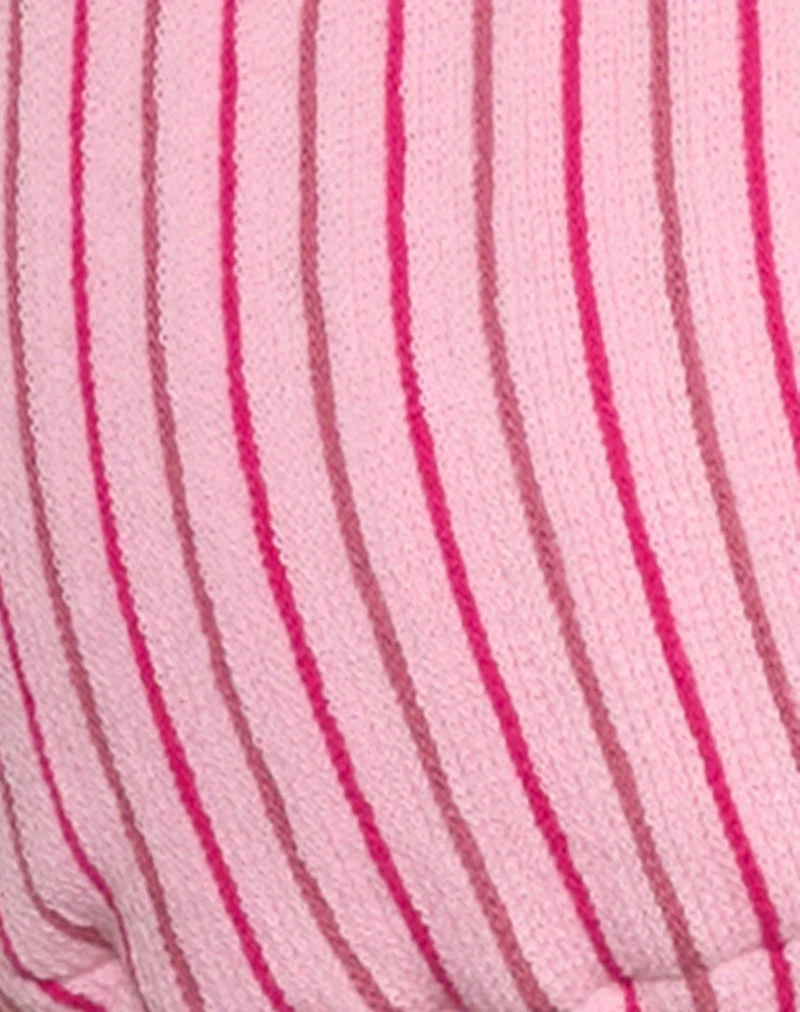 Cerry Bikini Top in Stripe Towelling Pink - Image 6