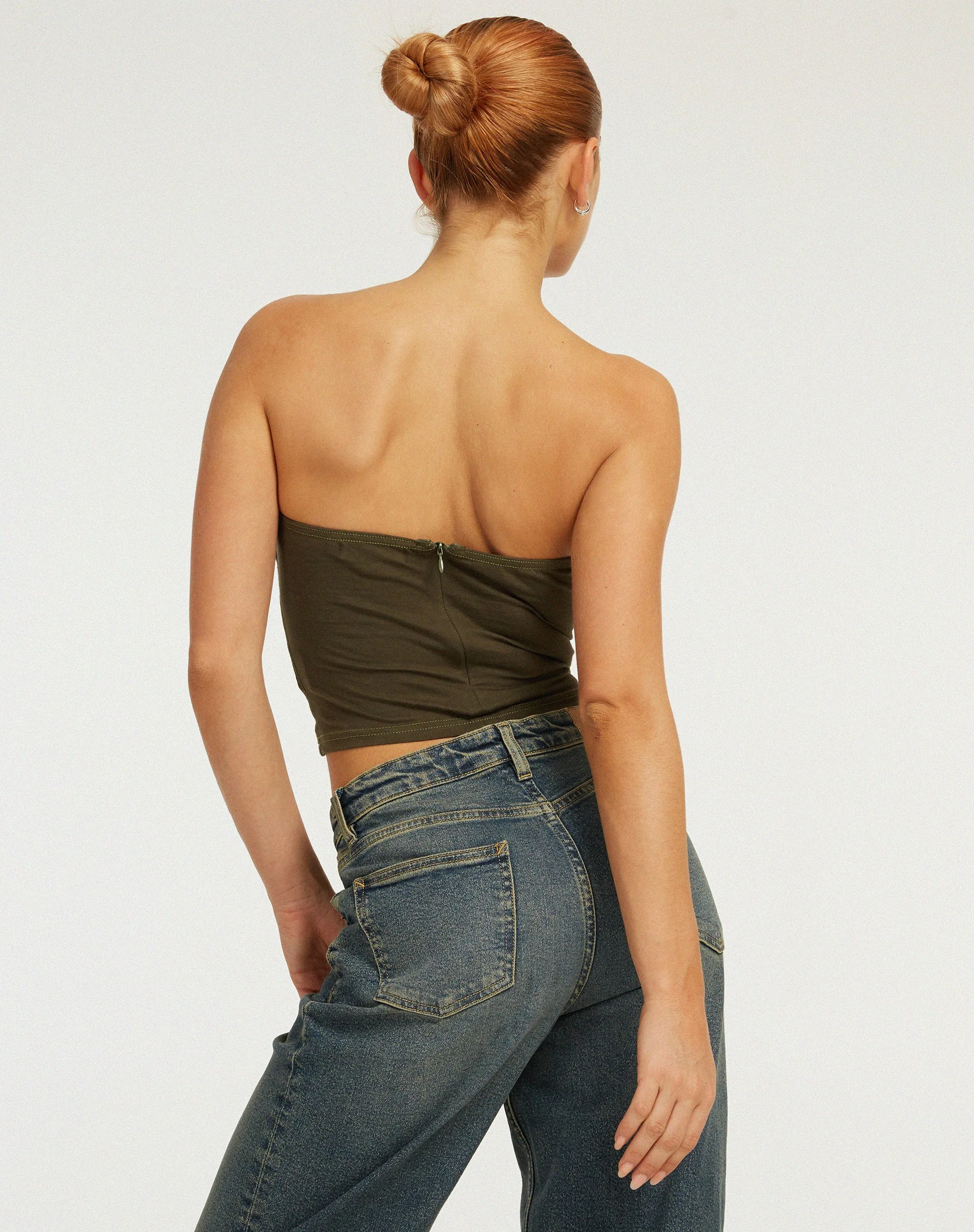 Chae Bandeau Top in Olive - Image 3