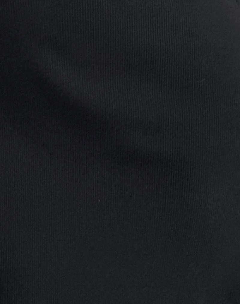 Chana Off Shoulder Mini Dress in Black Rib with Lace Trim - Image 5