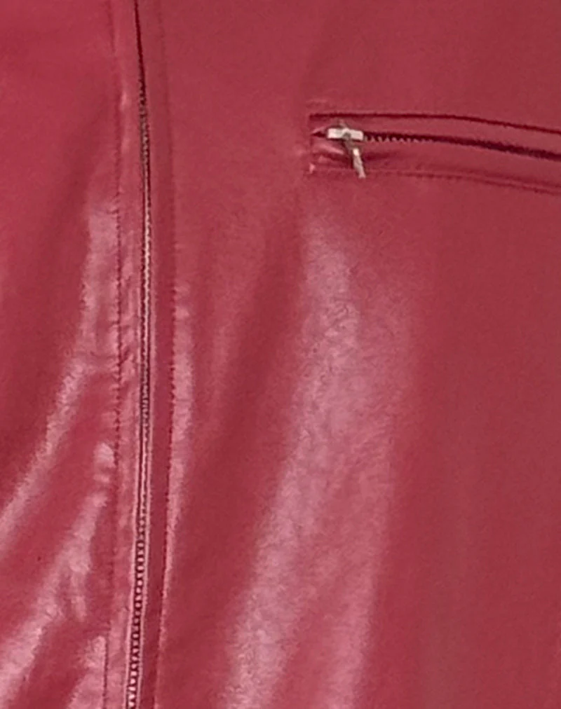 Charlize Moto Jacket in PU Red - Image 6