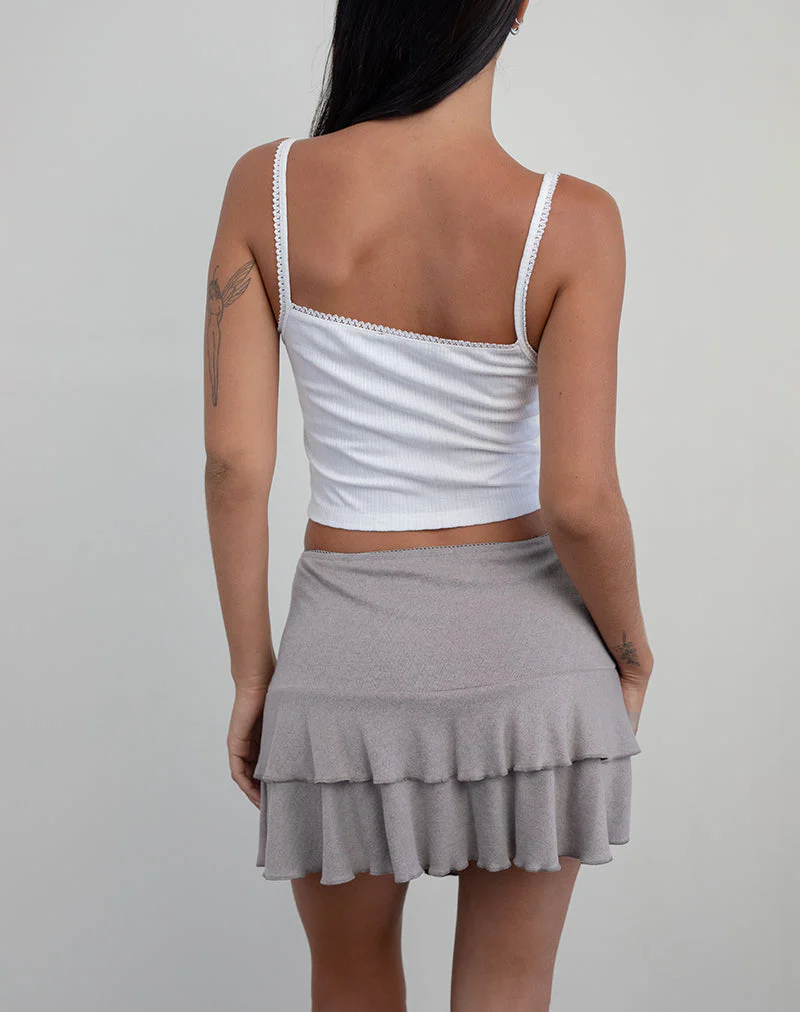 Chile Mini Skirt in Pointelle Brown - Image 3