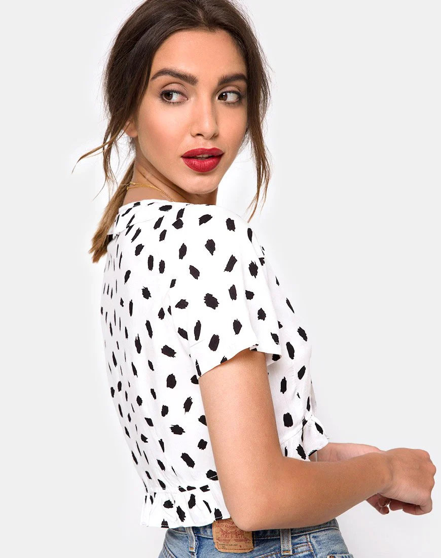 Chisa Top in Diana Dot White - Image 2