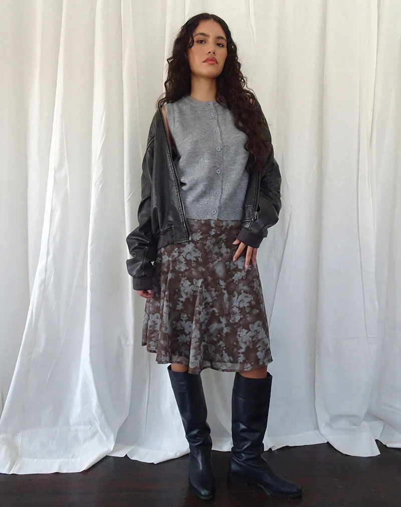 Clarita Midi Skirt in Botanical Shadow Brown - Image 4