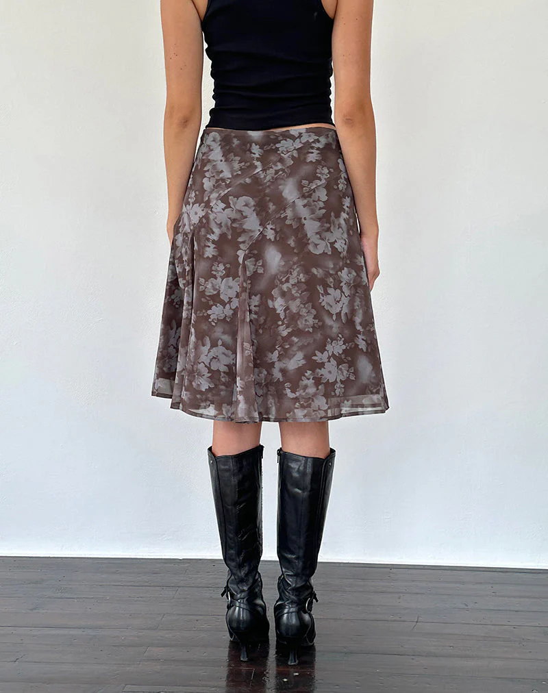 Clarita Midi Skirt in Botanical Shadow Brown - Image 5