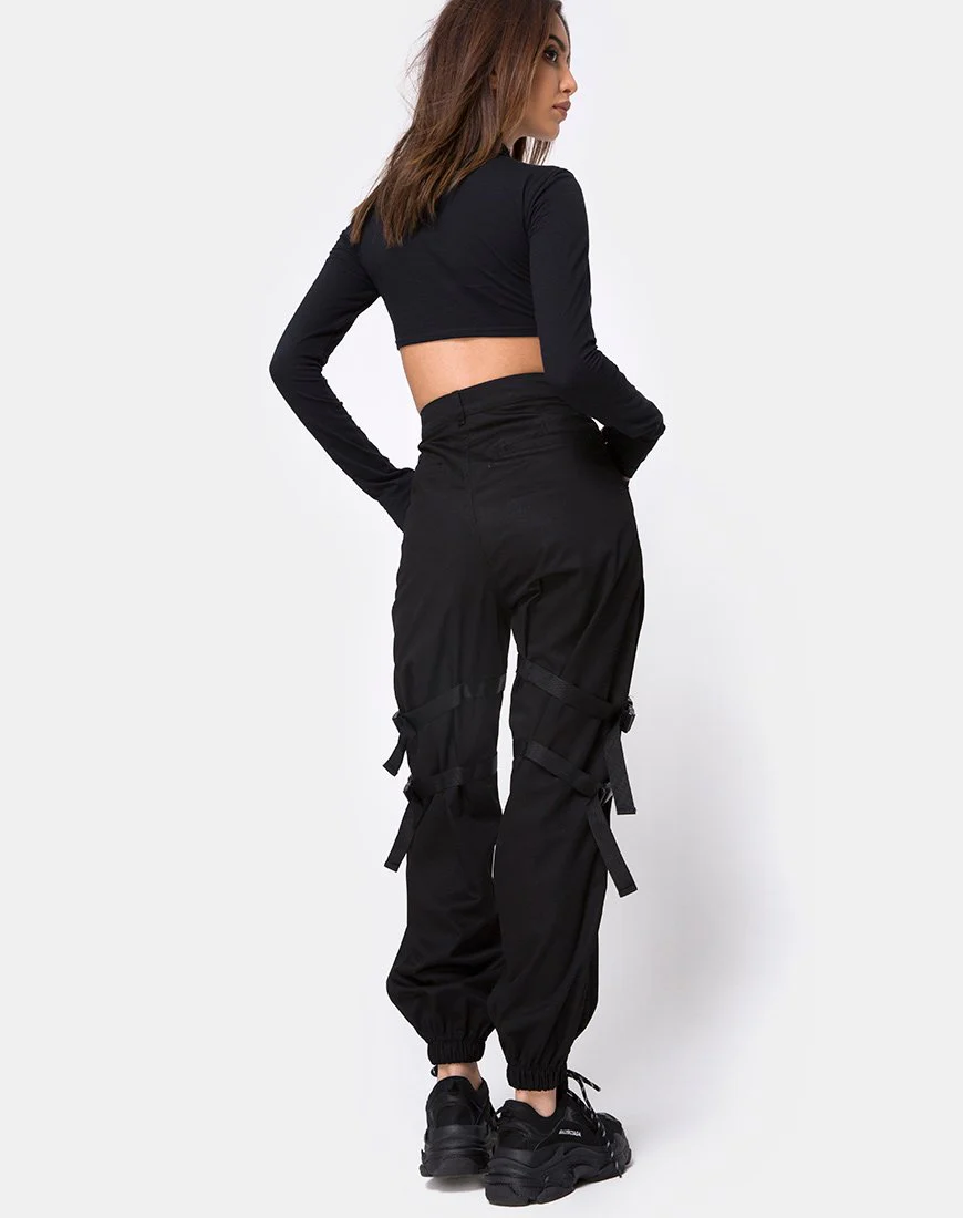 Clive Cargo Trouser in Black Buckle - Image 5